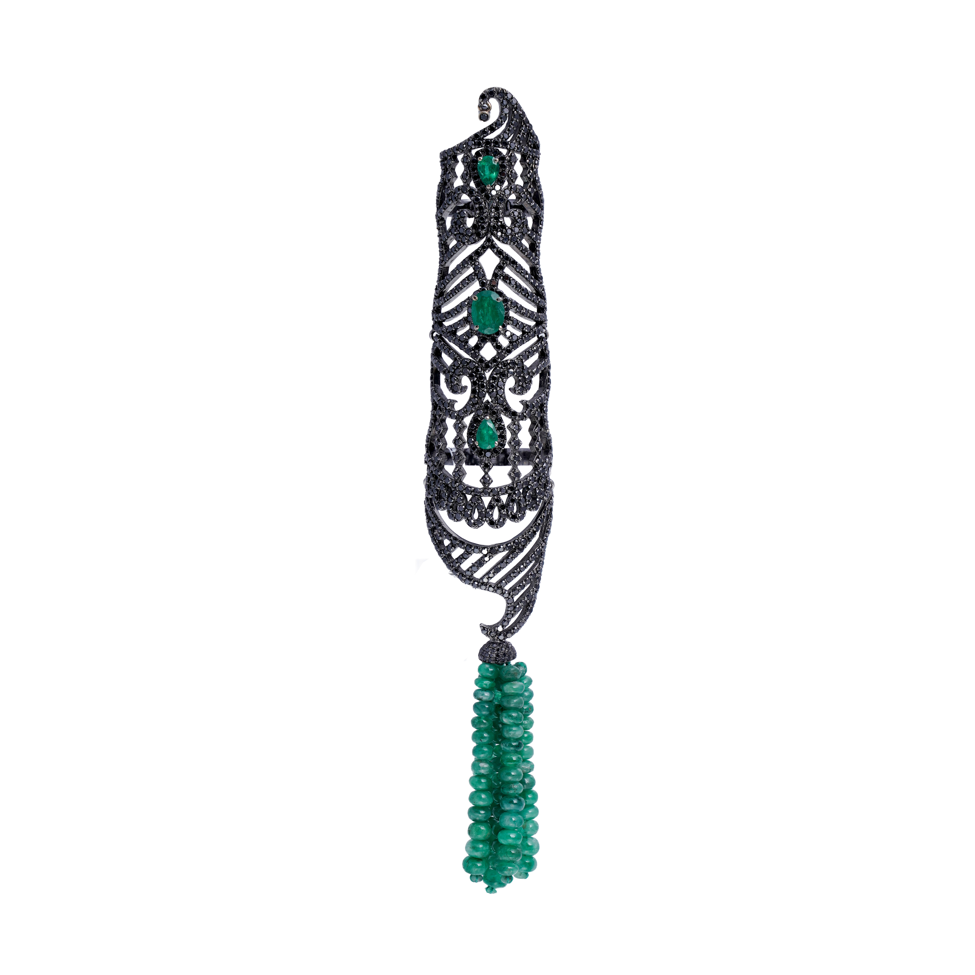 Mehraja Ring- Black Diamond- Emerald