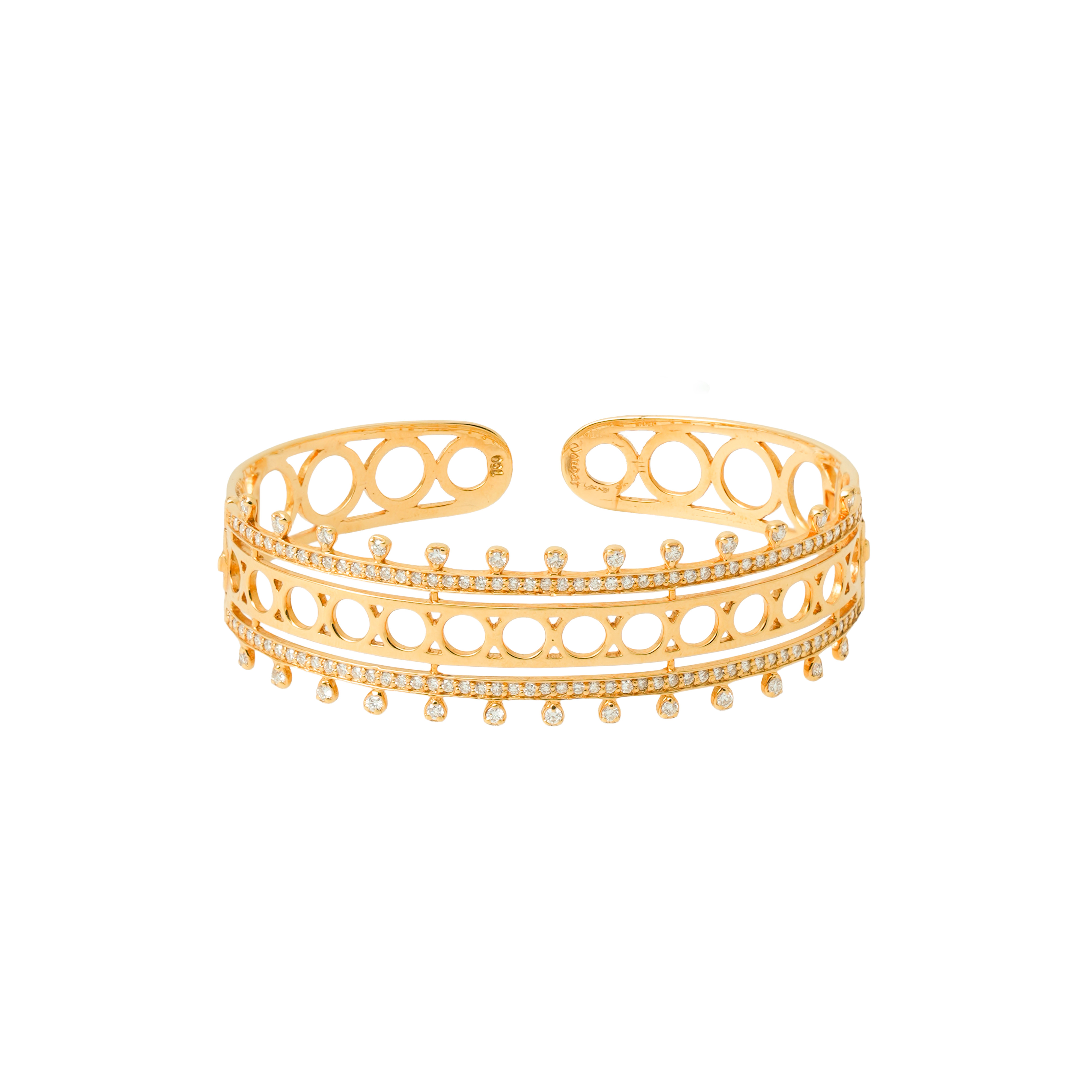 Henna Classic Half Diamond - Yellow Gold Bangle