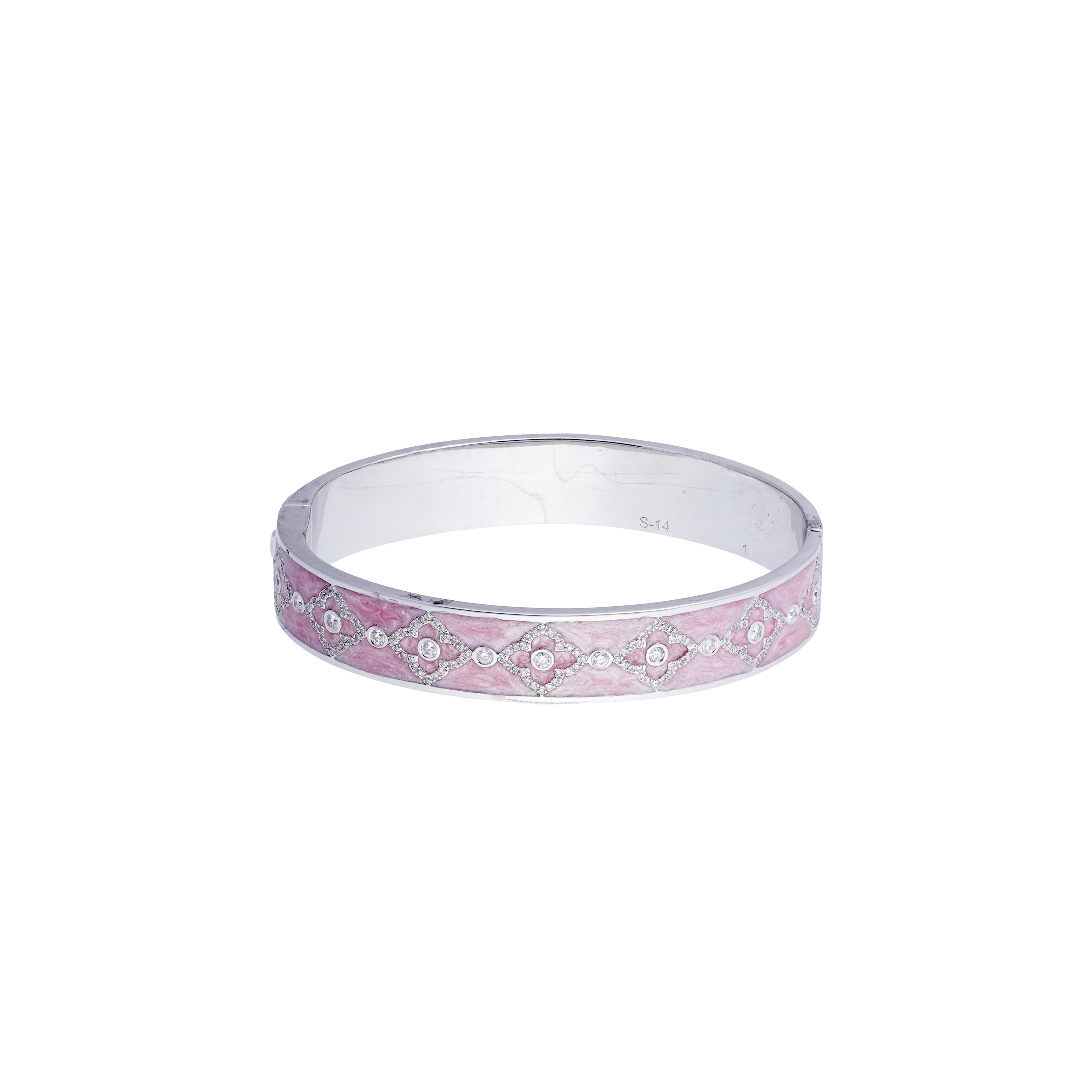 Noudar Green Shimmery Enamel Bangle - Rose Gold