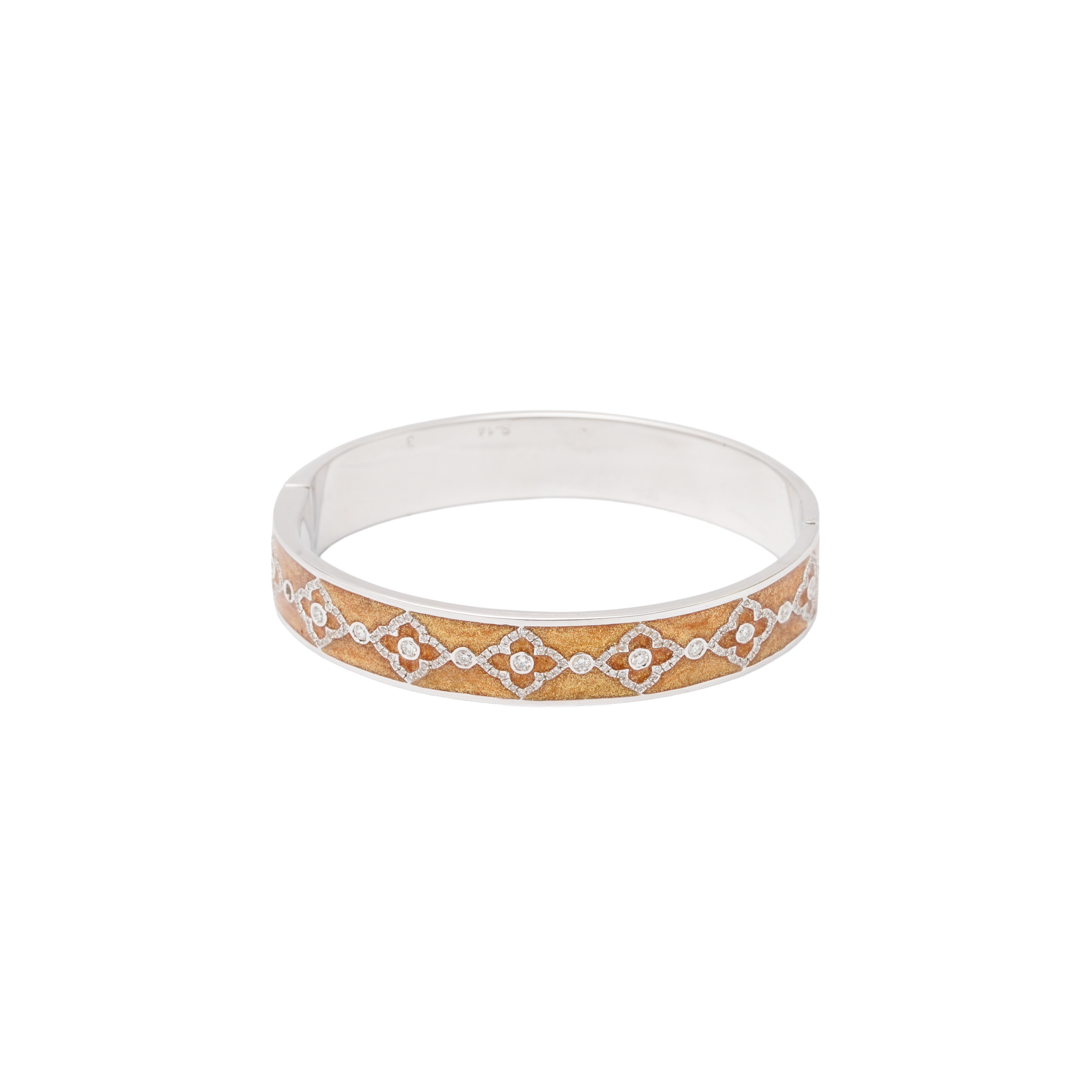 Noudar Yellow Shimmery Enamel Bangle - Rose Gold