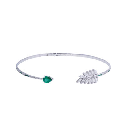NOUDAR GARDEN LONG RING IN YELLOW GOLD WITH YELLOW DIAMOND AND EMERALD