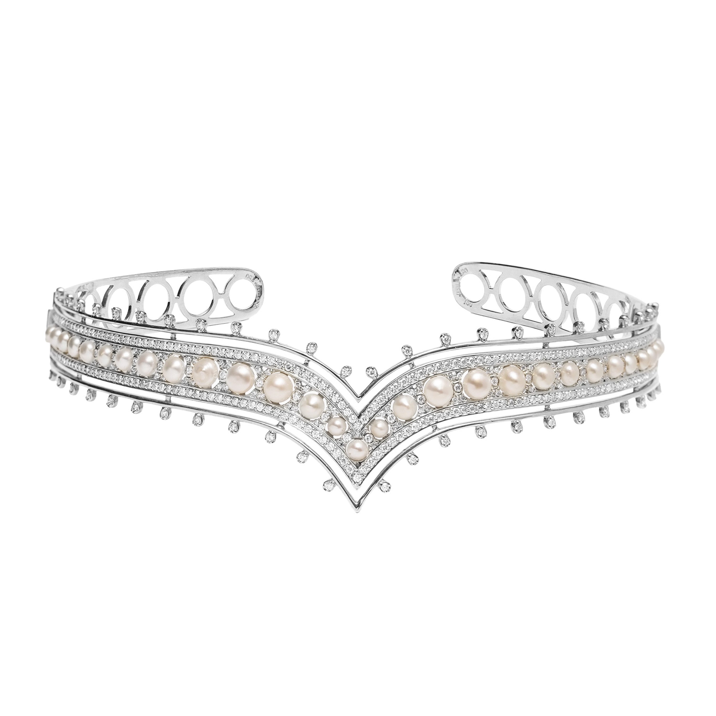 Maha Collection - White Gold with Natural Pearl Choker